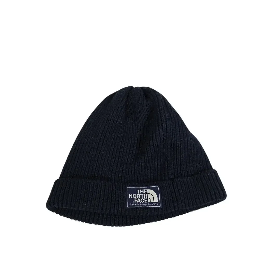 The North Face Logo Cuffed Beanie Dark Blue Hat Adult One Size